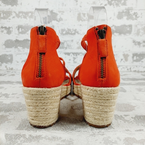 New Eileen Fisher Wanda Orange Suede Espadrille H603 - Picture 6 of 12